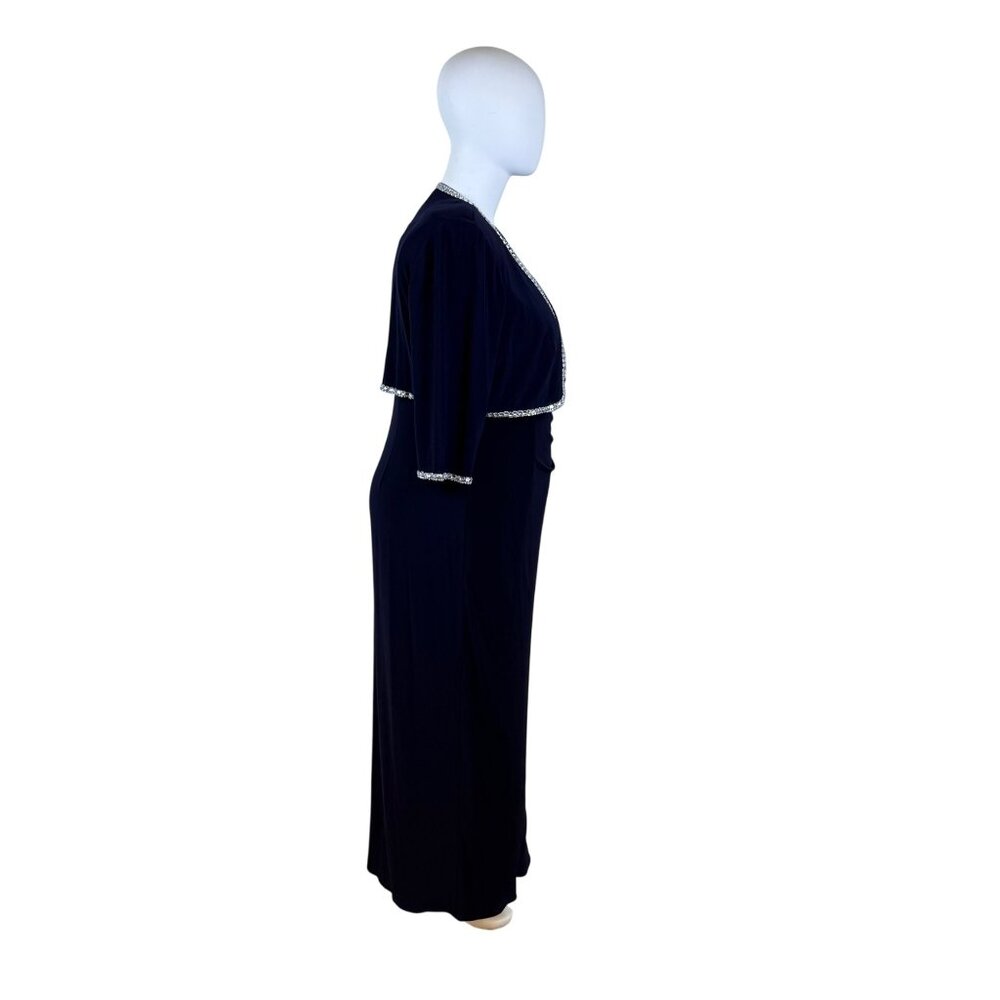 Jeanne Alexander Women's Navy Polyester Embellished Gown W/ Bolero Jacket Sz 20W - Picture 4 of 11